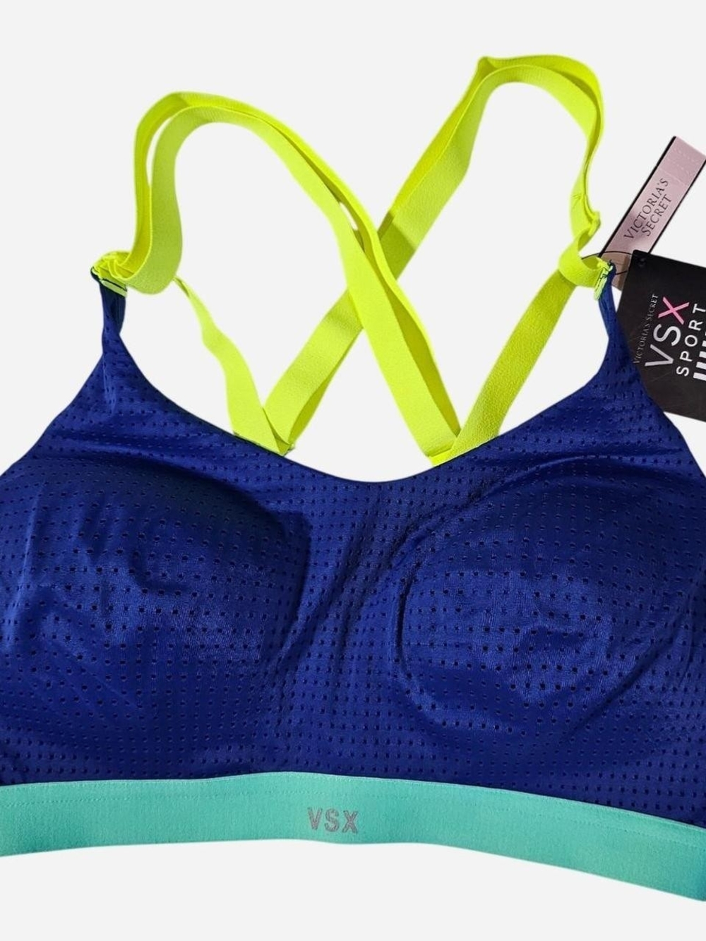 VSX Sport Blue with Neon Yellow Strappy Sports Bra